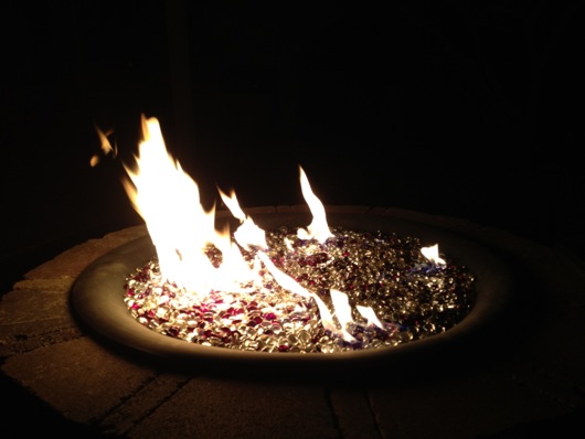 Gas fire pit operational -- FIRE!!