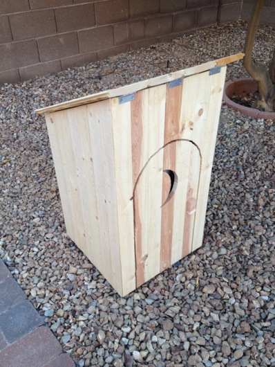 Gas tank outhouse without decorative hardware