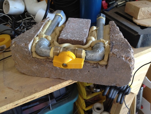 Shut-off valve in paver block