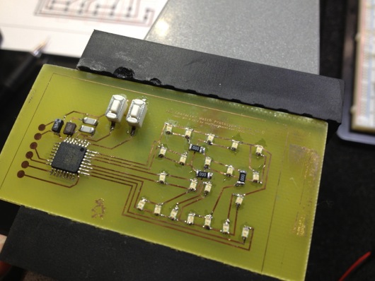 20 Charlieplexed LEDs on a PCB