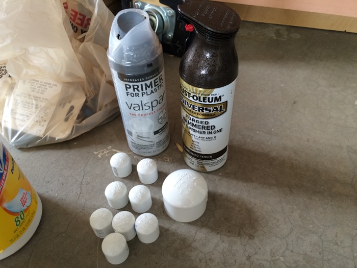 Primer, paint and PVC end caps