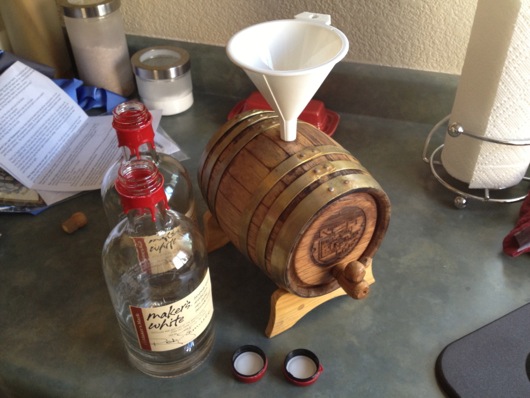 Funnel White Dog Into Barrel