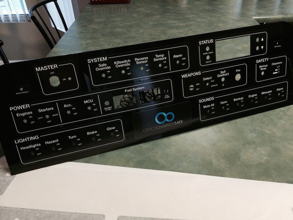 Office Chairiot Black Plastic Control Panel Front with Decals