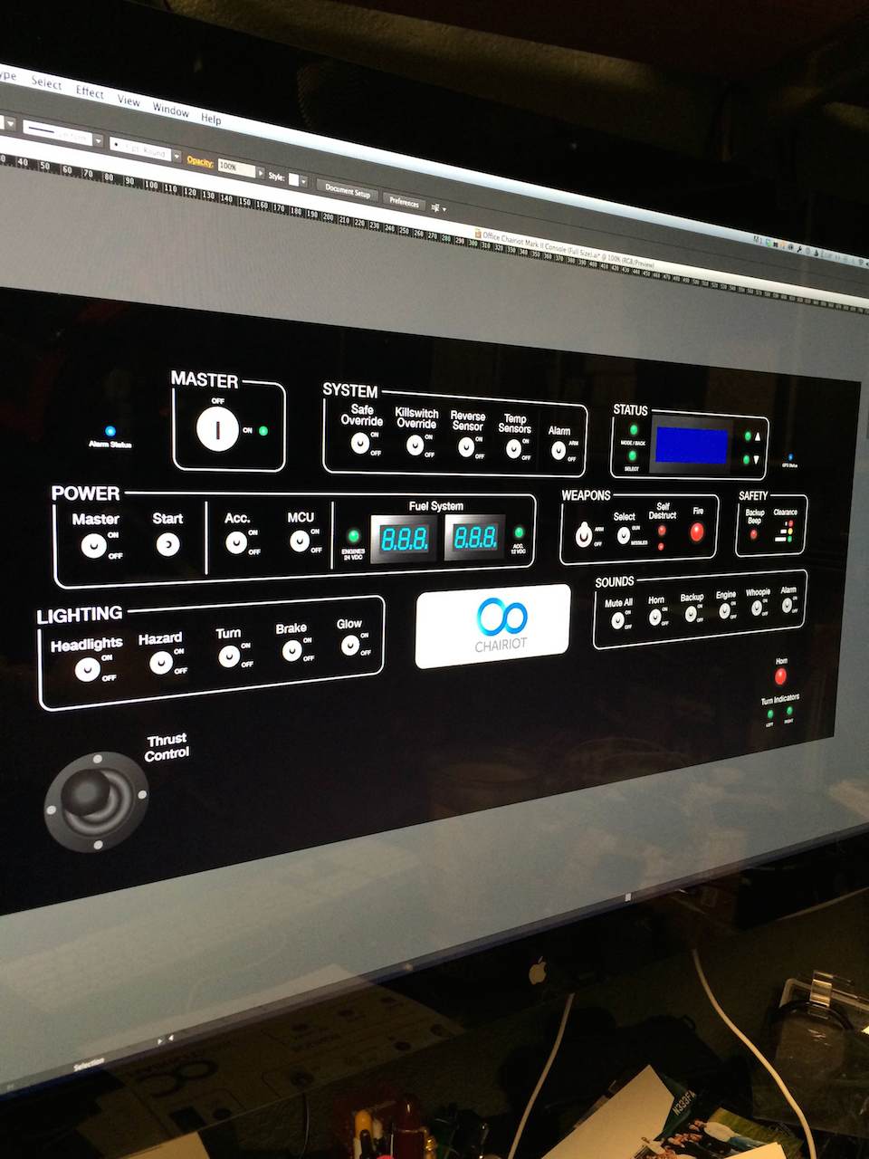 Office Chairiot Control Panel Top - Black Plastic in Illustrator