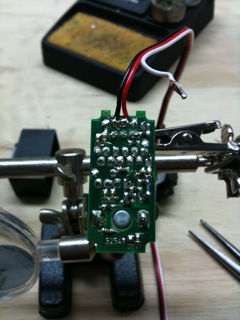 Desolder the three wires from the board.