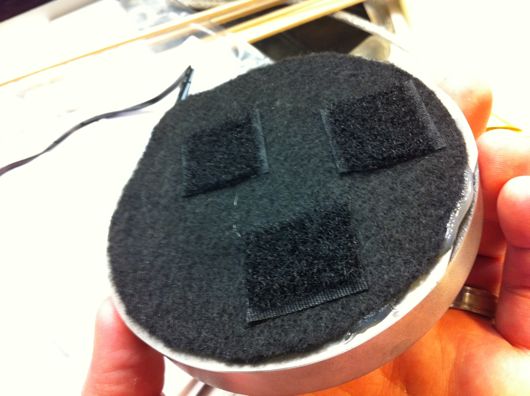 Fluffy side of Velcro on back of reactor