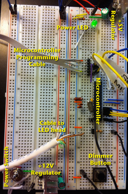 Breadboard of LED reading lamp