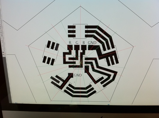 Building traces on pentagon PCB