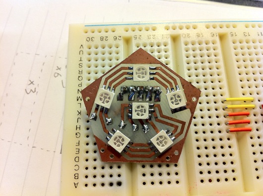 Front of completed pentagon LED panel