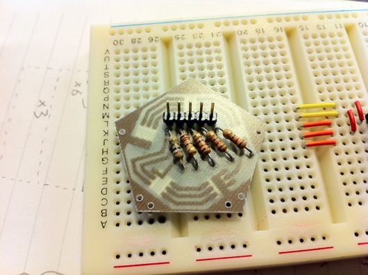 Back of completed pentagon LED panel