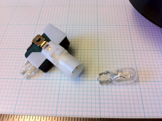 Light bulb removed from switch assembly