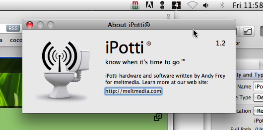 iPotti™ About dialog
