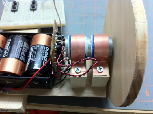 Close-up of wheel and motor mounts