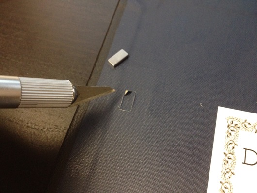 Carefully slice into DODOcase cover a layer at a time