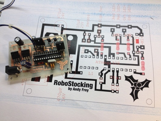 Board with printout of circuit to help me place components